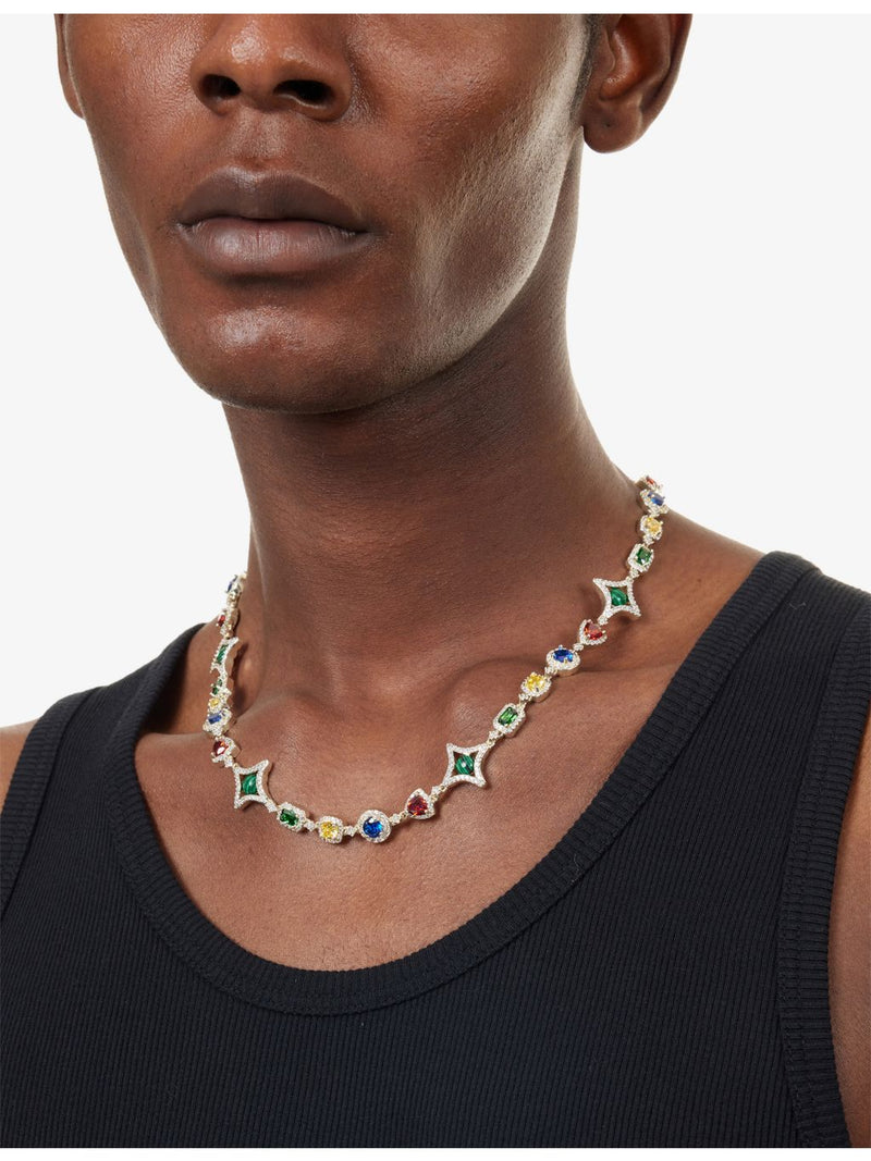 GLD 17mm gold-plated coloured gemstone chain - British product