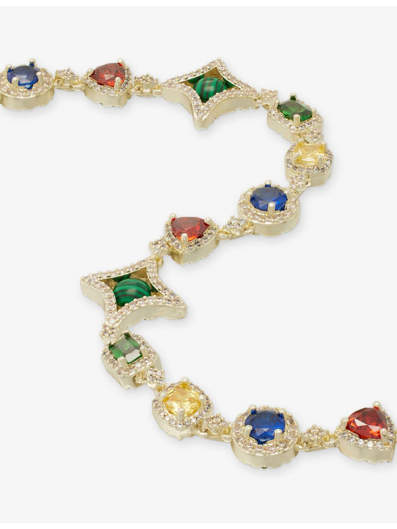 GLD 17mm gold-plated coloured gemstone chain - British product