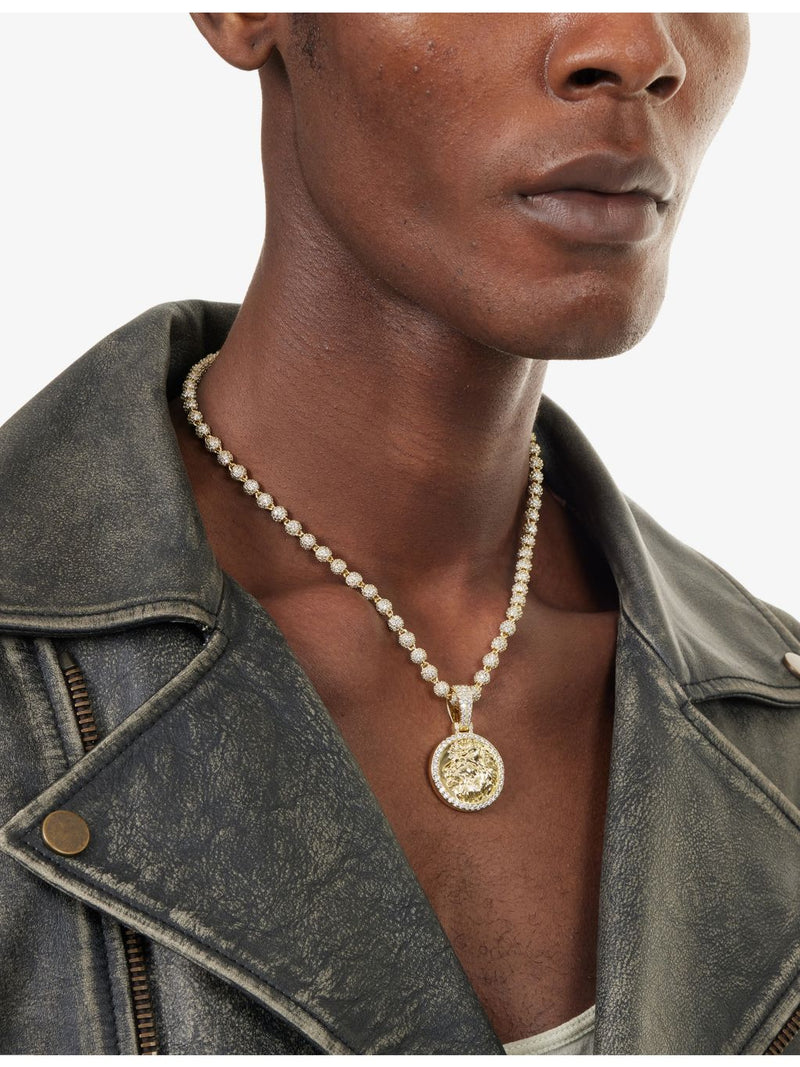 18ct gold-plated lion coin pendant 27mm polished, UK version