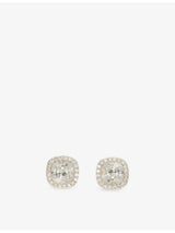 selfridges GLD Cushion Cut White Gold-Plated Diamond Stud Earrings 8.5 x 8.5mm- Buy online at McGrocer