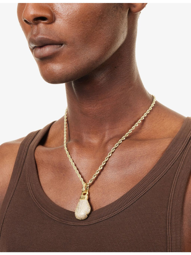 Boxing glove pendant 18ct gold-plated with cubic zirconia, UK version