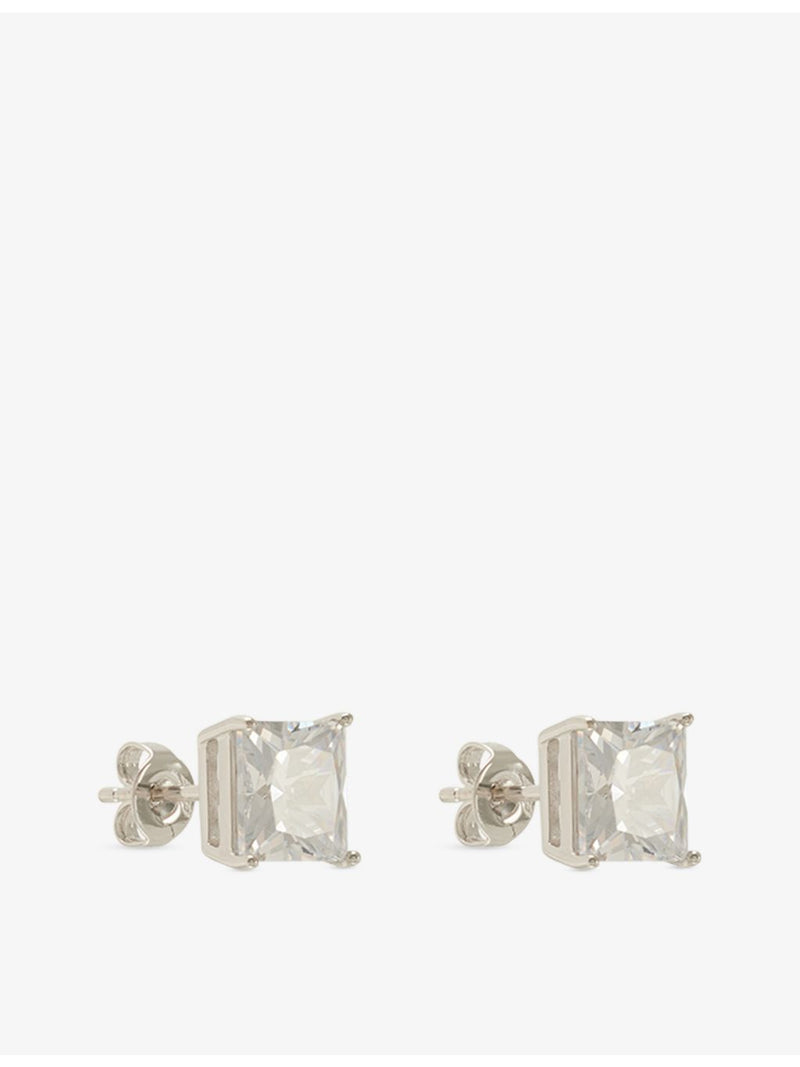 GLD rhodium plated square stud earrings 7mm, imported from the UK