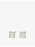GLD rhodium plated square stud earrings 7mm, imported from the UK