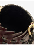AMANU panelled leather mini top-handle bag, imported from the UK