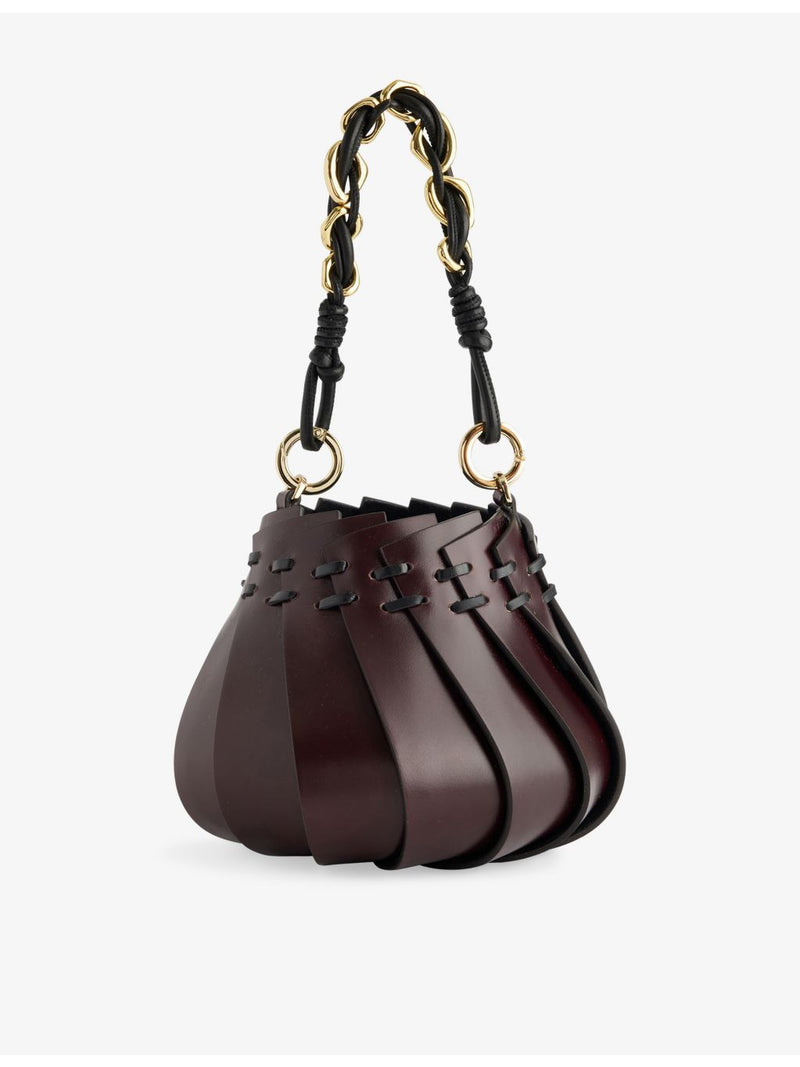 AMANU panelled leather mini top-handle bag, imported from the UK