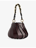 AMANU panelled leather mini top-handle bag, imported from the UK