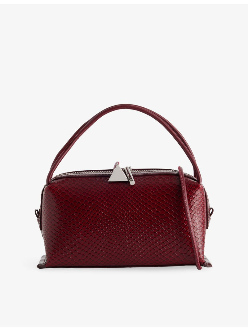 Café mini shoulder bag in python-print calf leather (British brand)