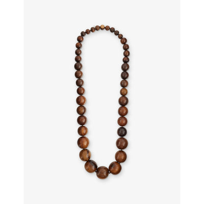 selfridges Mosquito Postitano Oak Wood Beaded Necklace 80cm Drop- Buy online at McGrocer