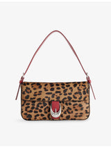 selfridges Staud Harlow Leopard Leather Shoulder Bag- Buy online at McGrocer