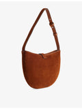 Staud Harlow Crescent suede shoulder bag, imported from the UK