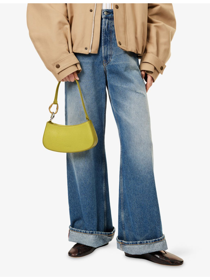 Staud Ollie leather shoulder bag with two-tone strap - British product