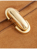 Savette suede top-handle bag with gold-tone hardware - British product