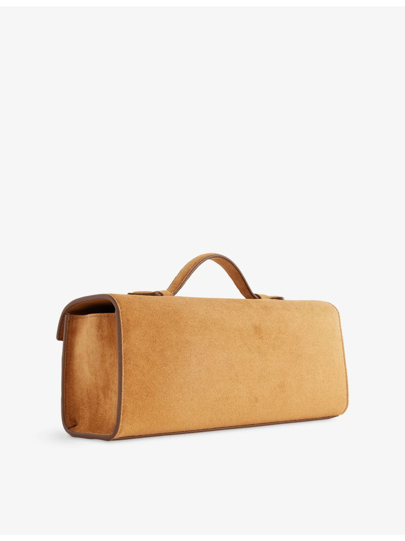 Savette suede top-handle bag with gold-tone hardware - British product