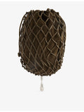 Savette macrame suede and leather pouch 22cm, imported from the UK
