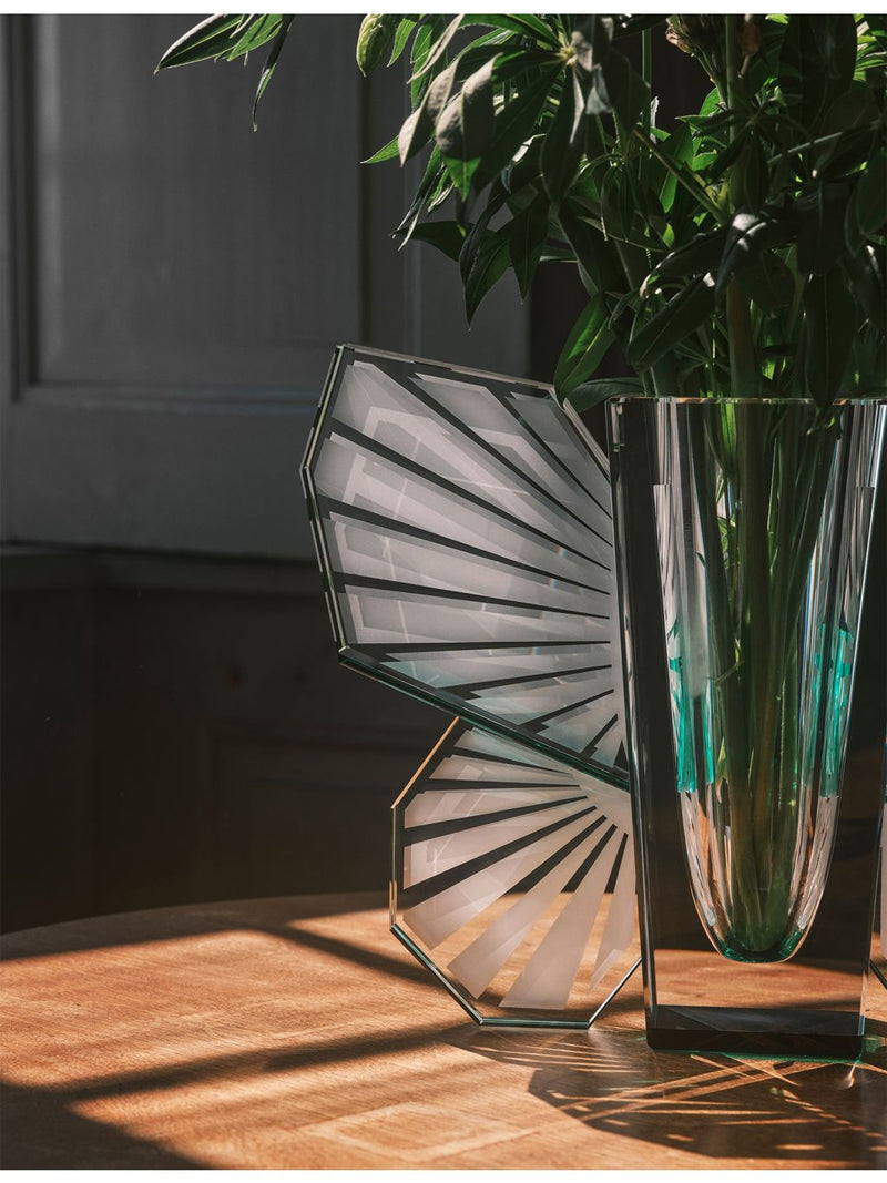 Reflections Copenhagen crystal vase hand-cut engraved 38cm tall, UK version