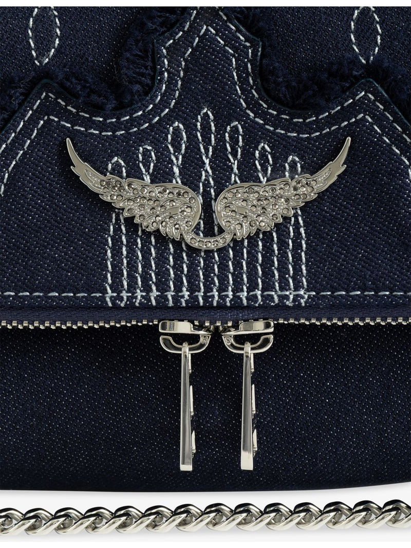 Zadig&Voltaire Rocky II denim shoulder bag with chain straps, UK version