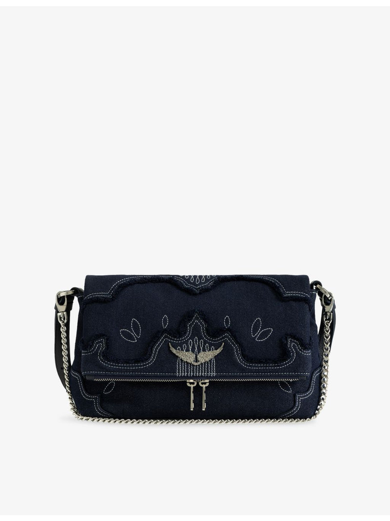Zadig&Voltaire Rocky II denim shoulder bag with chain straps, UK version