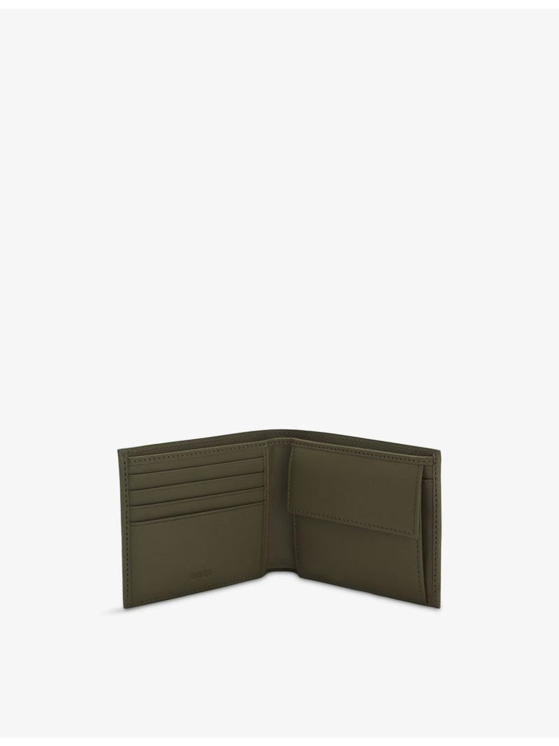 BOSS logo-plaque leather wallet with card slots and coin compartment (British brand)