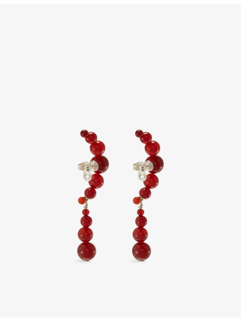 Beatriz Palacios sterling silver red agate earrings - British product