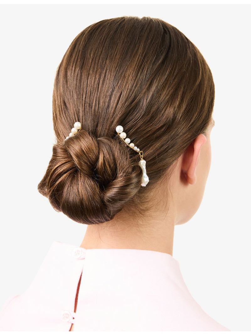 Beatriz Palacios gold-plated freshwater pearl hair combs, imported from the UK