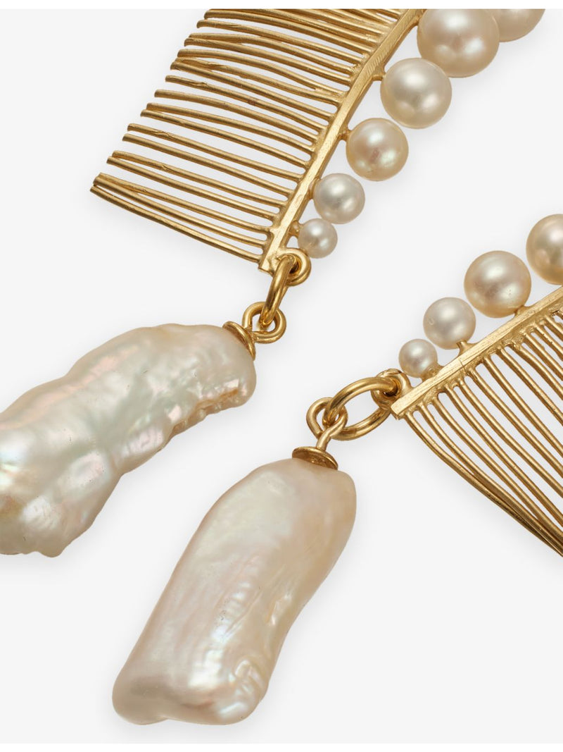 Beatriz Palacios gold-plated freshwater pearl hair combs, imported from the UK