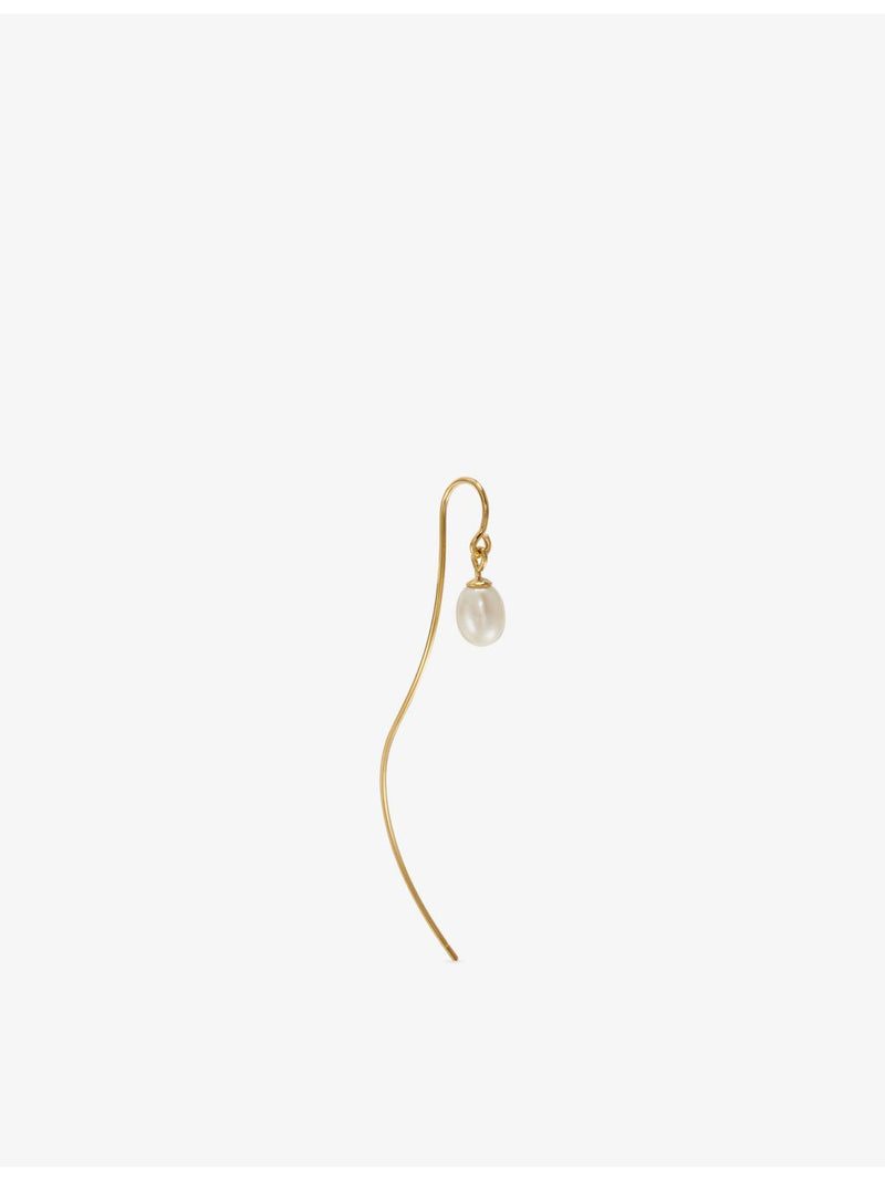Beatriz Palacios gold-plated sterling silver fresh water pearl wave single earring, UK version