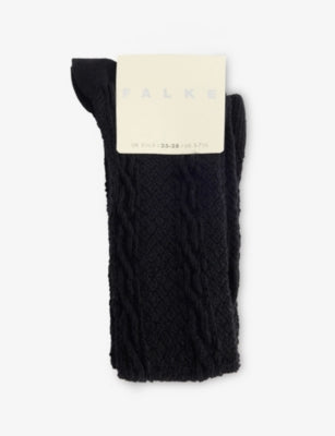 FALKE knee-high wool-blend socks, imported from the UK
