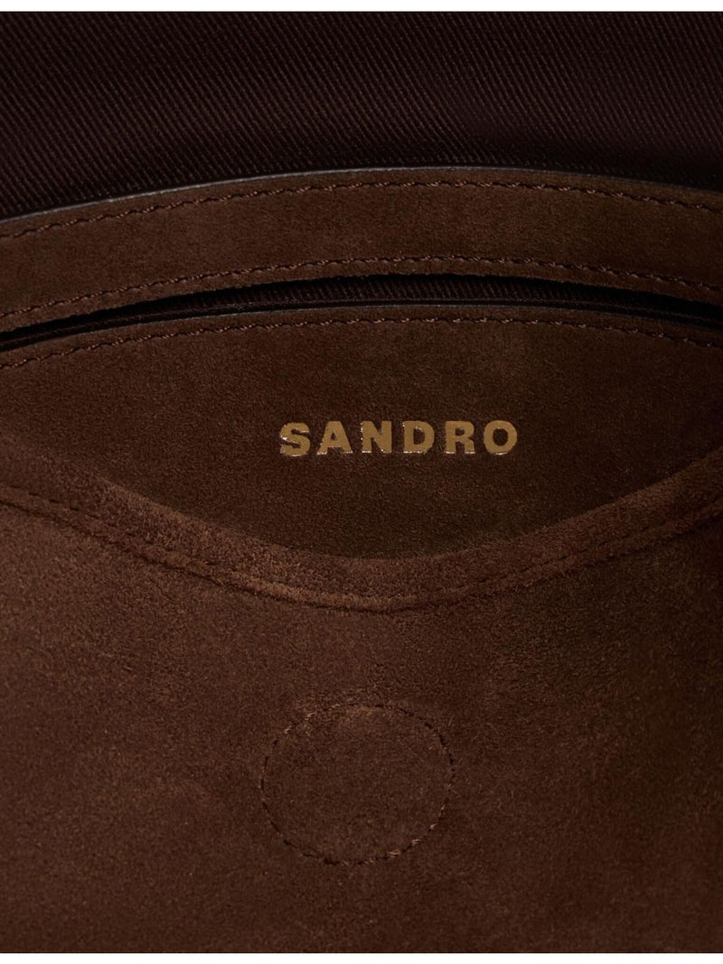 Sandro Tangoso suede bucket bag with gold-tone hardware (British brand)