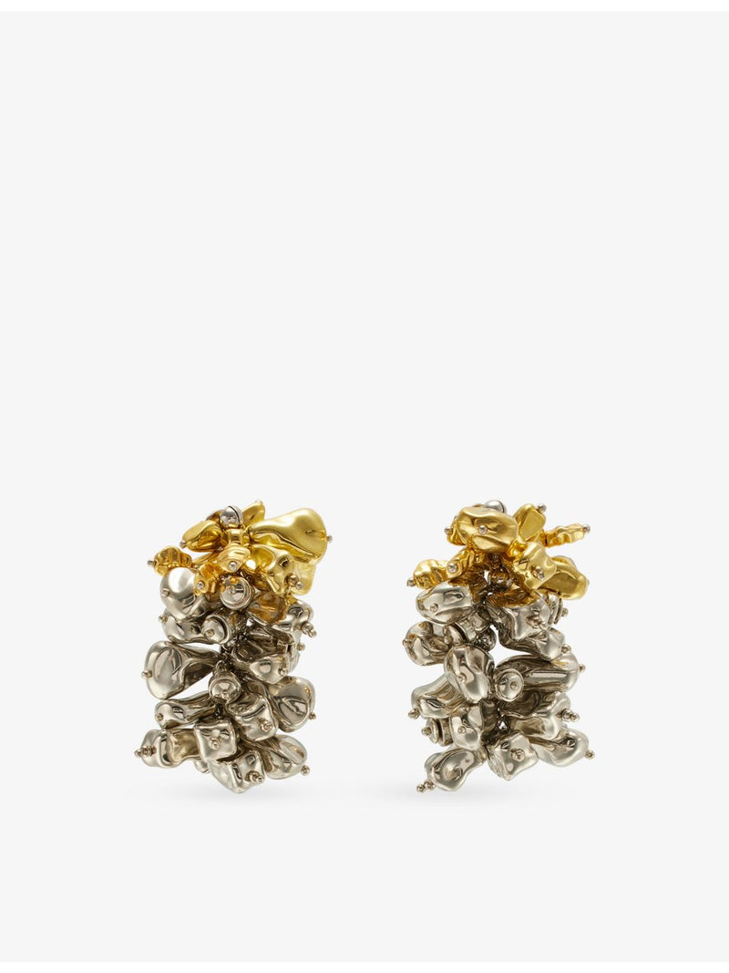 Dries Van Noten brass cluster earrings, imported from the UK