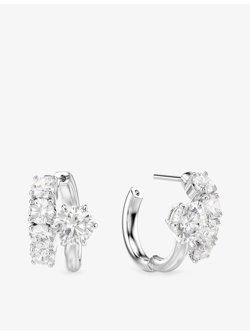 Swarovski rhodium-plated cubic zirconia hoop earrings 1.5x1x1.9cm, UK version
