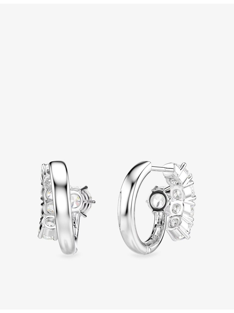 Swarovski rhodium-plated cubic zirconia hoop earrings 1.5x1x1.9cm, UK version