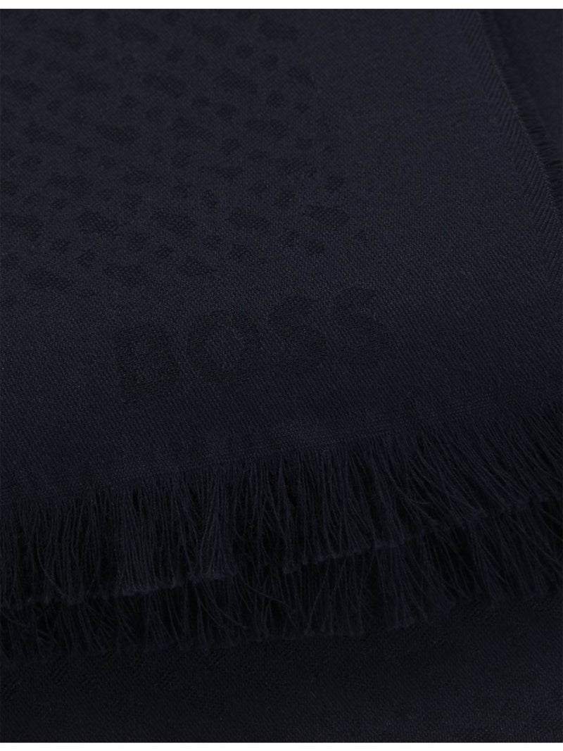 BOSS monogram cotton-wool scarf 180 x 60cm, UK version