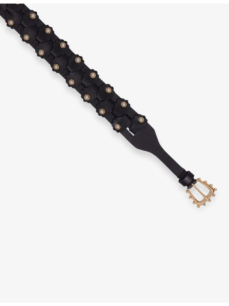 Sandro interlaced stud-embellished leather belt, imported from the UK