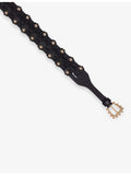 Sandro interlaced stud-embellished leather belt, imported from the UK