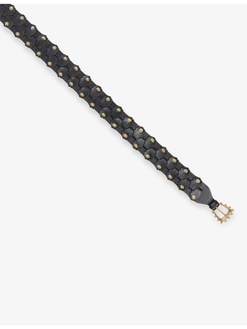 Sandro interlaced stud-embellished leather belt, imported from the UK