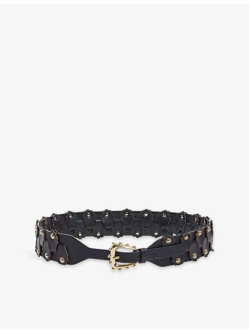 Sandro interlaced stud-embellished leather belt, imported from the UK
