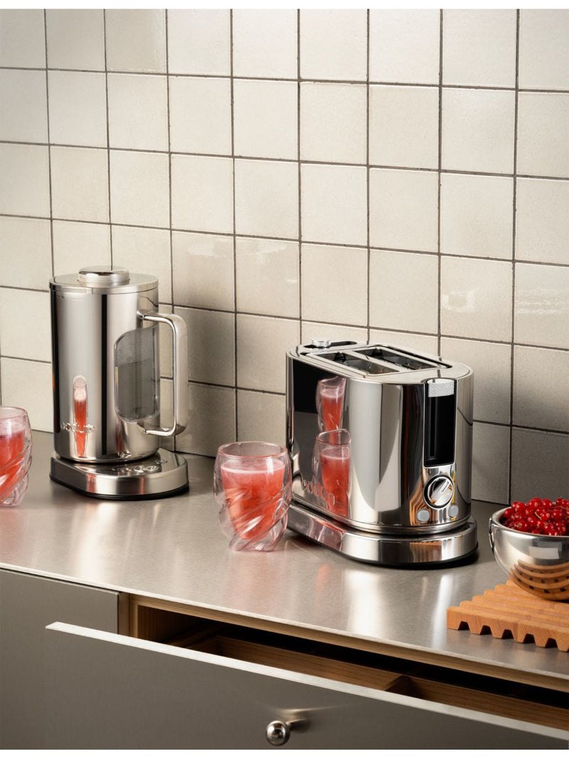 Bodum 2-slice stainless steel toaster with warming rack - British product