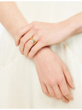 Indigo Lune Cassie ring with cubic zirconia in 18ct gold, UK version