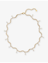 selfridges Indigo Lune Serenna 18ct Gold Plated Stainless-Steel and Cubic Zirconia Drop Necklace- Buy online at McGrocer