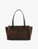 Elongated Loafer Cabas Suede Tote Bag - BROWN