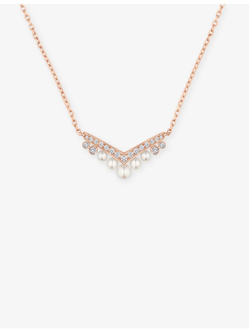 Chaumet Joséphine Aigrette 18ct rose gold diamond pearl pendant necklace - British product