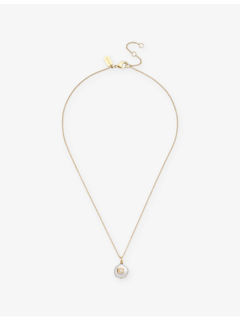 Coach pearl and gold-plated brass pendant necklace, imported from the UK