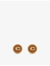 selfridges Coach Signature C Coin Enamel and Gold-Plated Brass Stud Earrings- Buy online at McGrocer