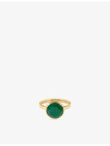 selfridges Astley Clarke Gold Large Luna 18ct Yellow-Gold Plated Sterling-Silver and Green Agate Ring- Buy online at McGrocer