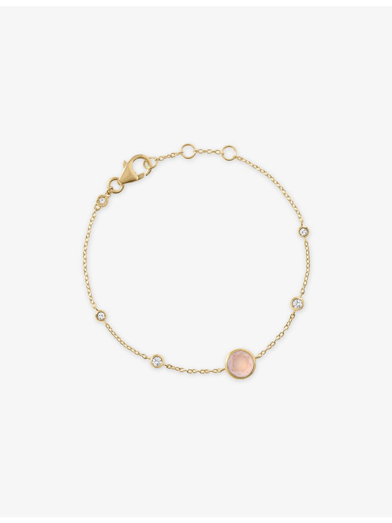 Astley Clarke Gold Luna bracelet with pink quartzite (British brand)