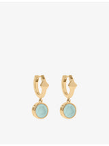 selfridges Astley Clarke Gold Luna 18ct Yellow-Gold Plated Sterling-Silver and Aqua Quartzite Huggie Earrings- Buy online at McGrocer
