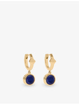selfridges Astley Clarke Gold Luna 18ct Yellow Gold Plated Sterling Silver Lapis Huggie Earrings- Buy online at McGrocer