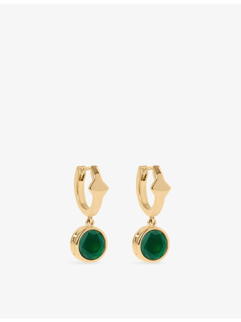 Astley Clarke green agate huggie earrings in gold plated silver - British product