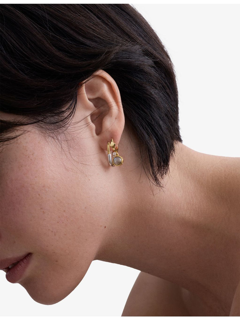 Astley Clarke gold plated labradorite huggie earrings, imported from the UK