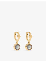 selfridges Astley Clarke Gold Luna 18ct Yellow Gold Plated Labradorite Huggie Earrings- Buy online at McGrocer